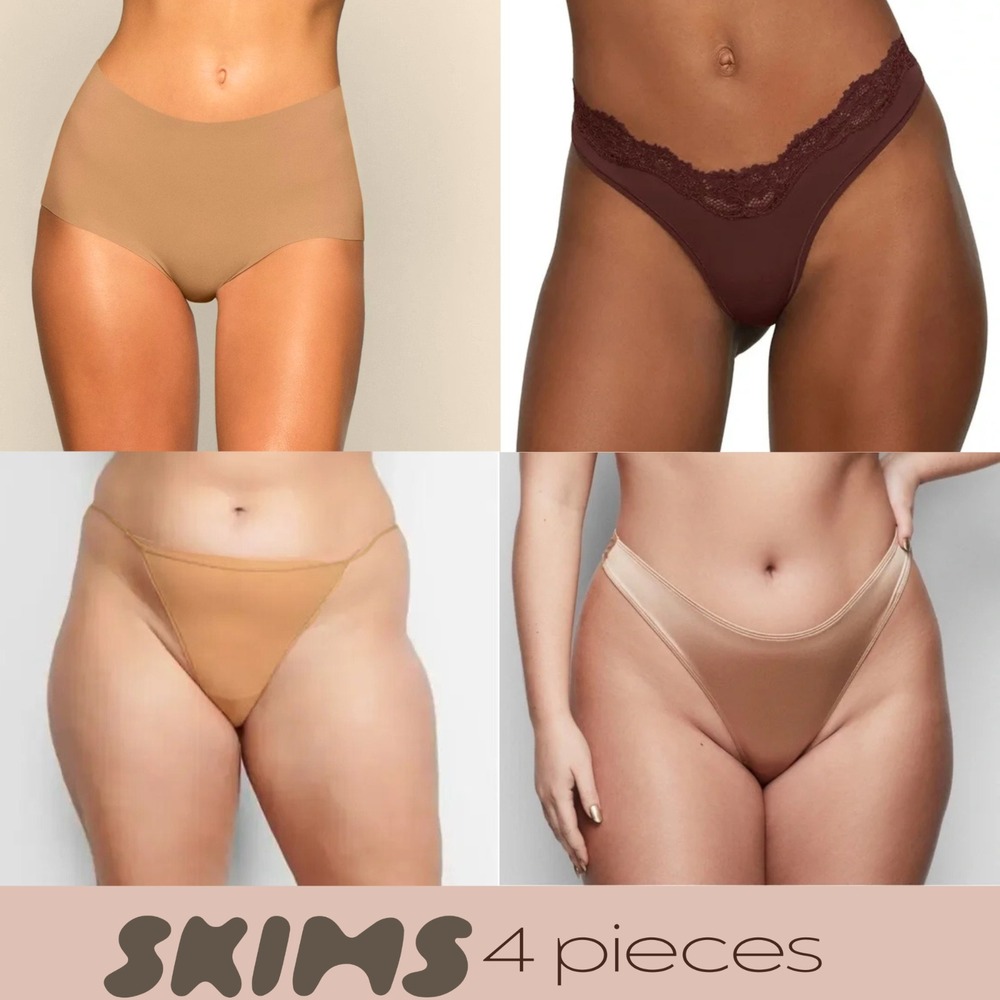 NWT‎ SKIMS [ 4PC  3X ] Naked Boyshorts + Everybody, Shine & String Thong T2052